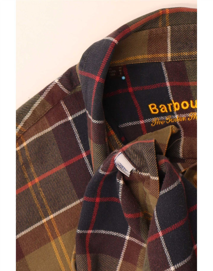 Мужская фланелевая рубашка обычного кроя Barbour, хлопковая клетка в зеленую клетку среднего размера