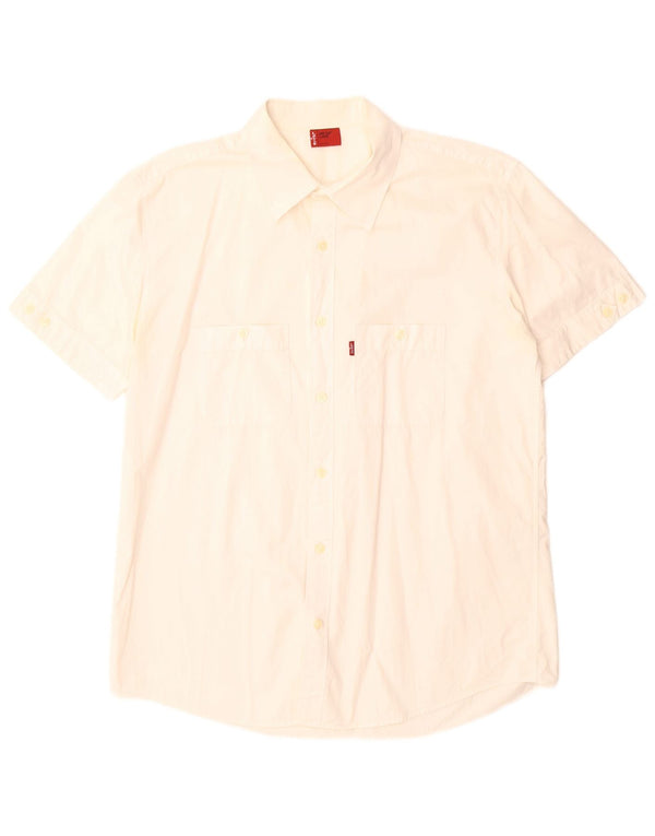 Мужская рубашка с коротким рукавом Levi's большого размера из хлопка белого цвета