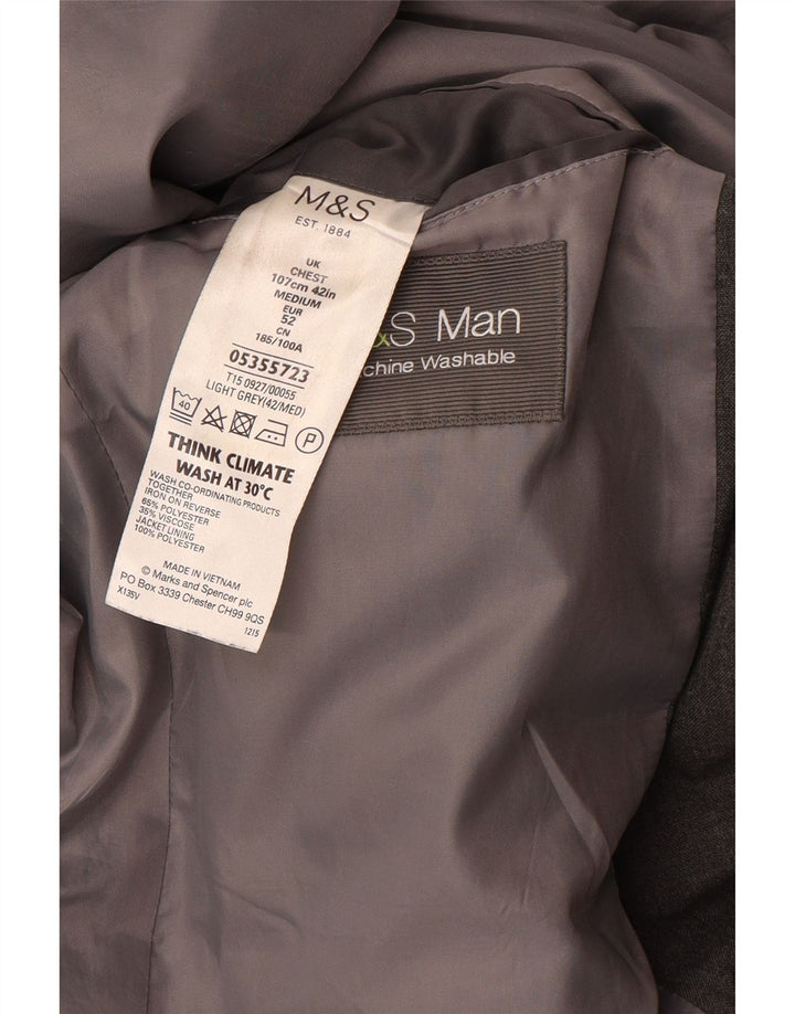Мужской пиджак на двух пуговицах Marks & Spencer UK 42, большой серый полиэстер