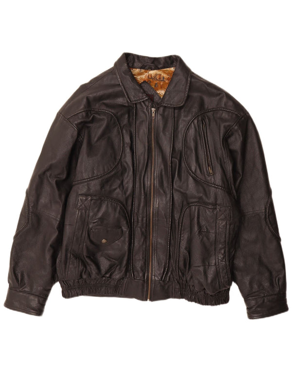 Karlsburg Мужская кожаная куртка IT 54 2XL Черная кожа