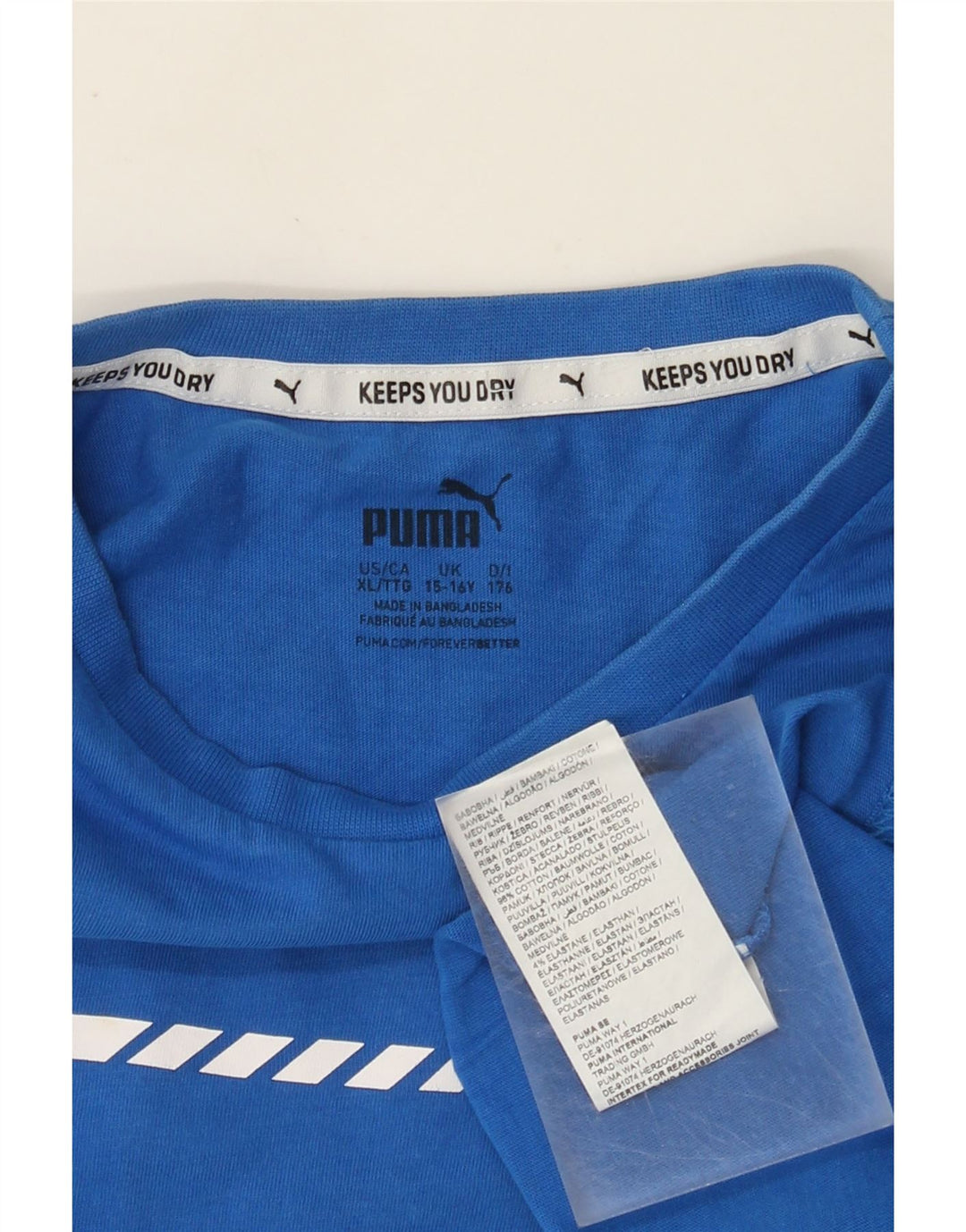 Футболка с рисунком Puma для мальчиков, топ 15–16 лет, синий хлопок