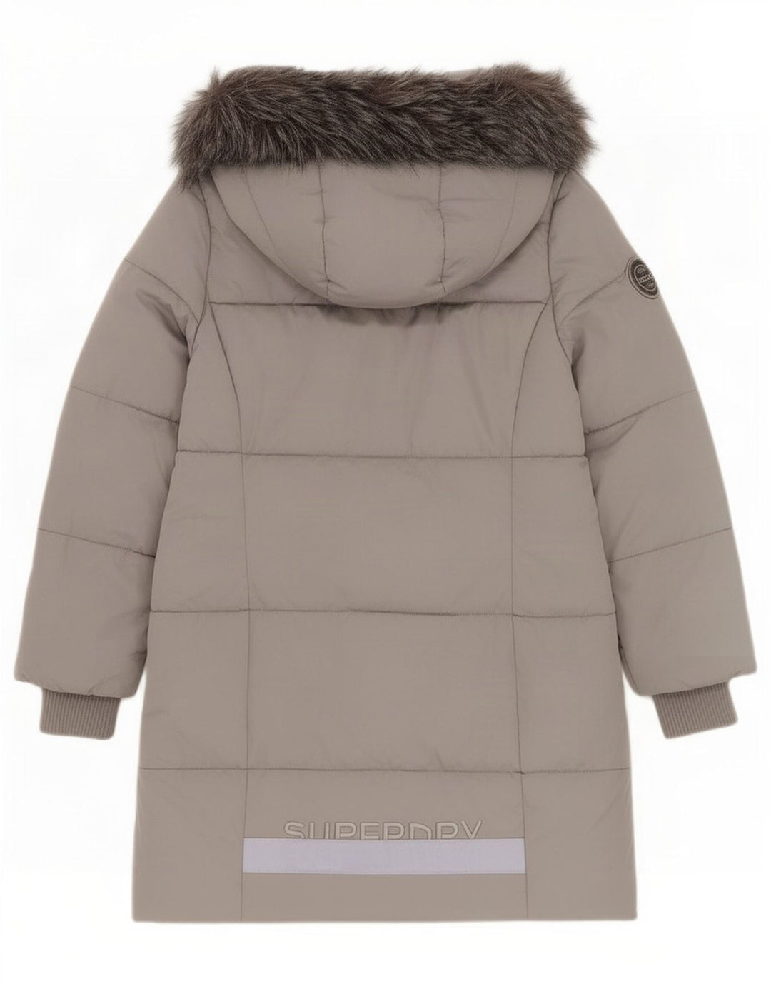 Женское стеганое пальто с капюшоном Superdry UK 12, средний серый полиэстер