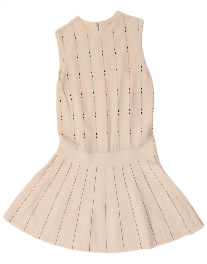 Женское платье без рукавов с заниженной талией Ted Baker, размер 1 XS, белое в полоску