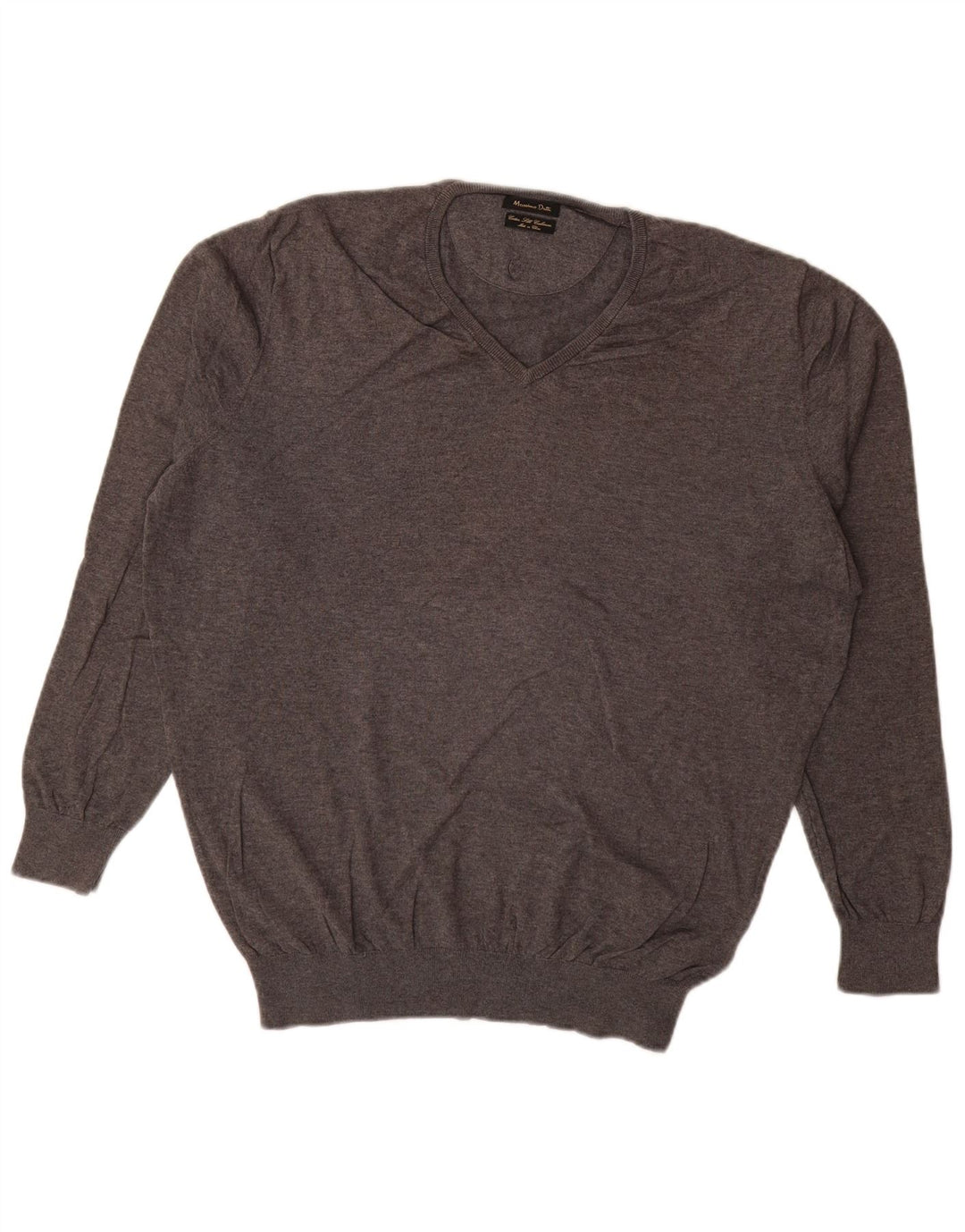 MASSIMO DUTTI Мужской джемпер с v-образным вырезом XL, серый хлопок