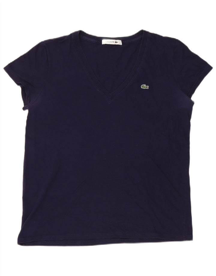 Женская футболка Lacoste, размер 40, средний, темно-синий, хлопок