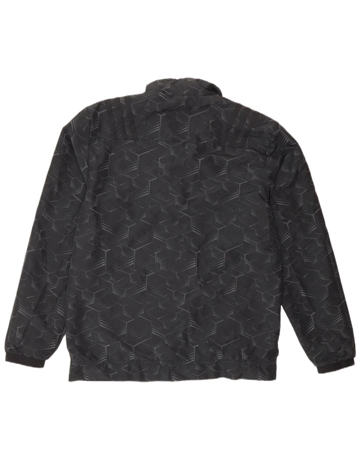 Adidas Mens All Blacks Графический спортивный костюм Верхняя куртка Маленькая черная с геометрическим узором