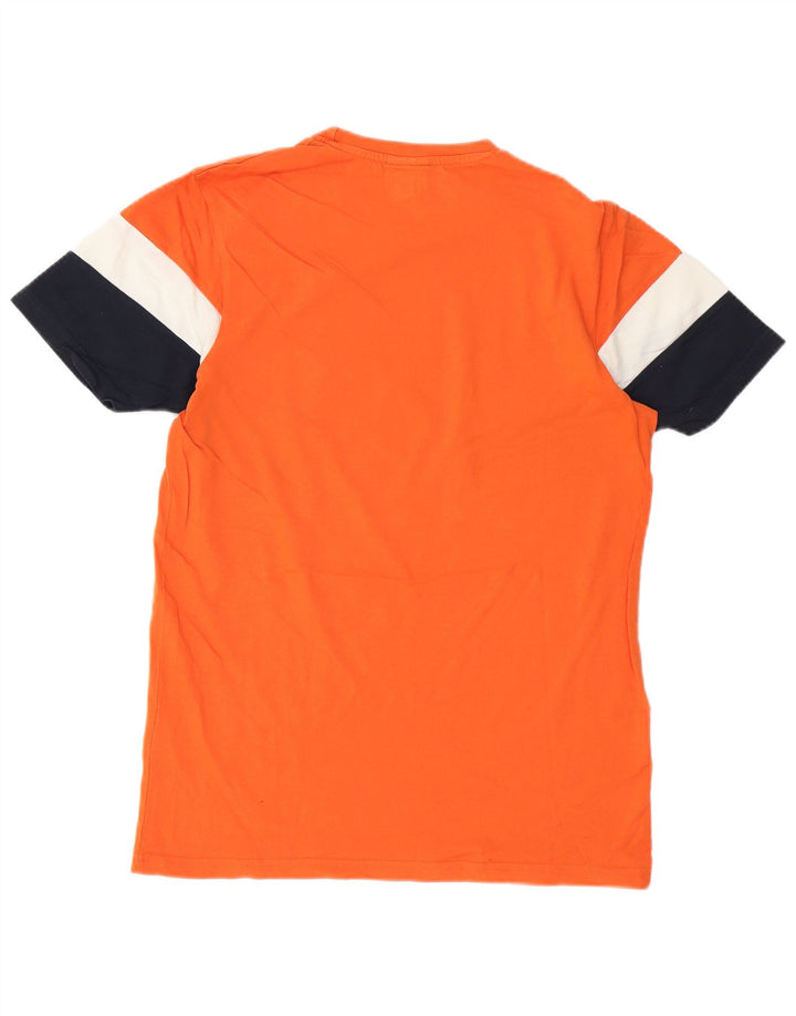 Мужская футболка Ellesse с рисунком, хлопковый топ среднего оранжевого цвета с цветными блоками