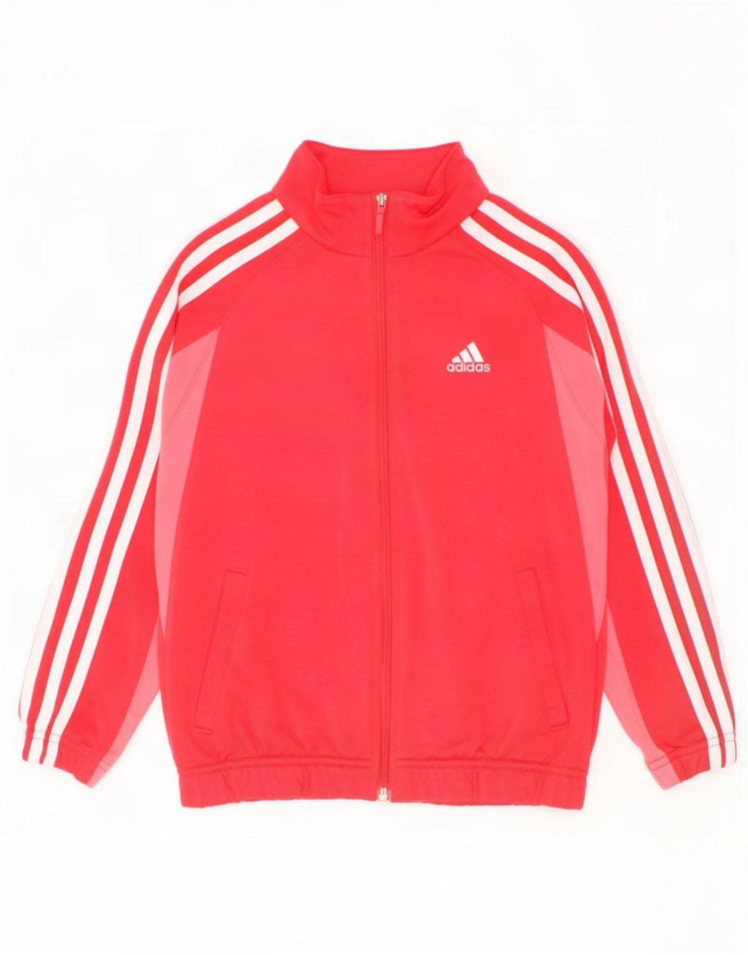 Спортивный костюм Adidas для девочек, верхняя куртка 7-8 лет, красный полиэстер с цветными блоками