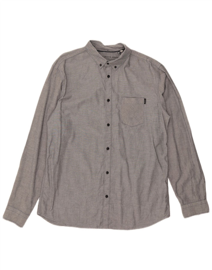 Мужская рубашка приталенного кроя Jack & Jones XL, серая, хлопок