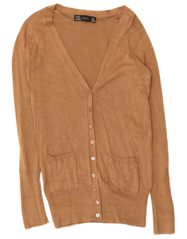 Женский кардиган Zara UK 10, маленький бежевый вискоза