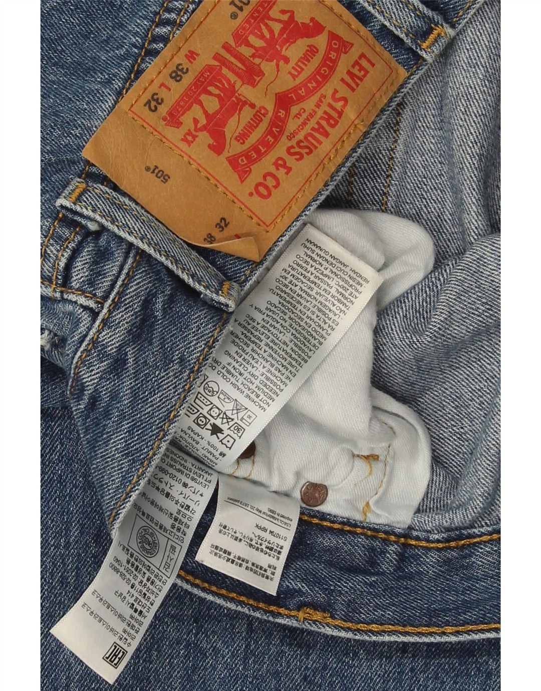 Мужские прямые джинсы Levi's 501 W38 L32 синие, хлопок