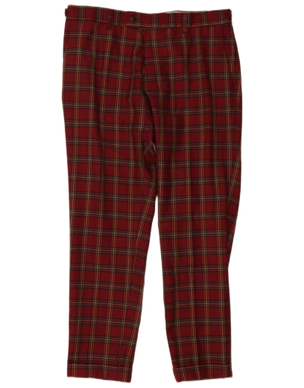 Vintage Mens Tapered Chino Trousers IT 54 2XL W36 L30 Red Check Wool