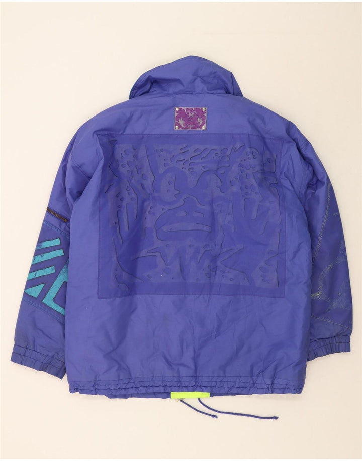 VINTAGE Mens Graphic Anorak Jacket UK 40 Large Blue Polyamide Vintage Vintage and Second-Hand Vintage from Messina Hembry 