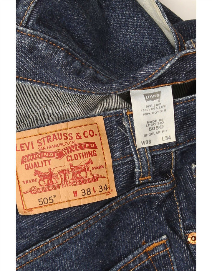 Мужские прямые джинсы Levi's 505 стандартного кроя W38 L34 темно-синие, хлопок