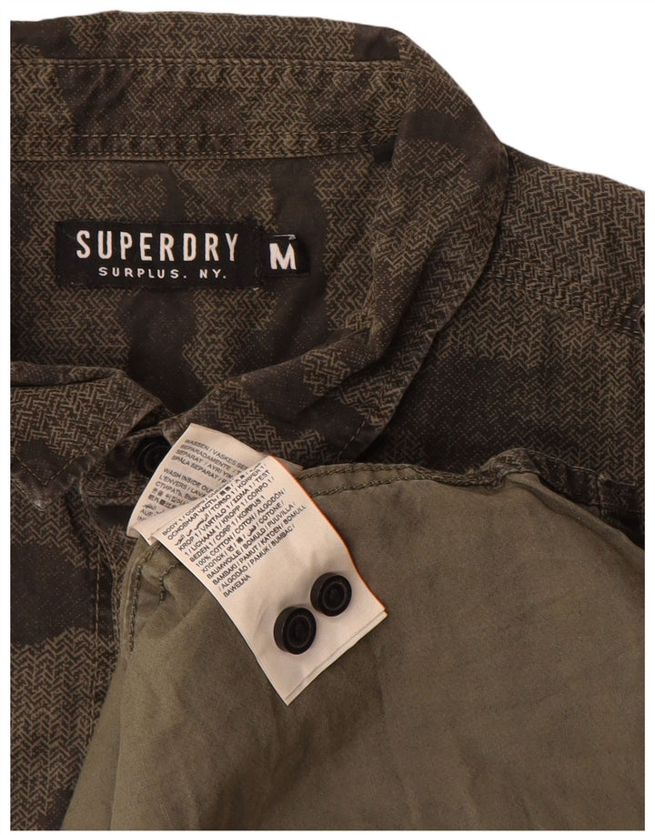 Мужская рубашка в стиле милитари Superdry, камуфляжный хлопок среднего цвета хаки