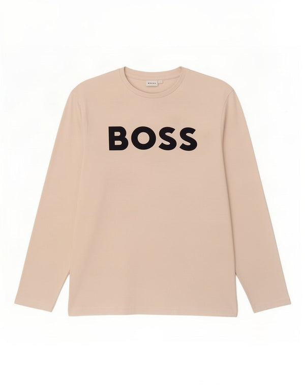 Hugo Boss Футболка с рисунком для мальчиков, длинный рукав, 13–14 лет, маленький размер, белый хлопок