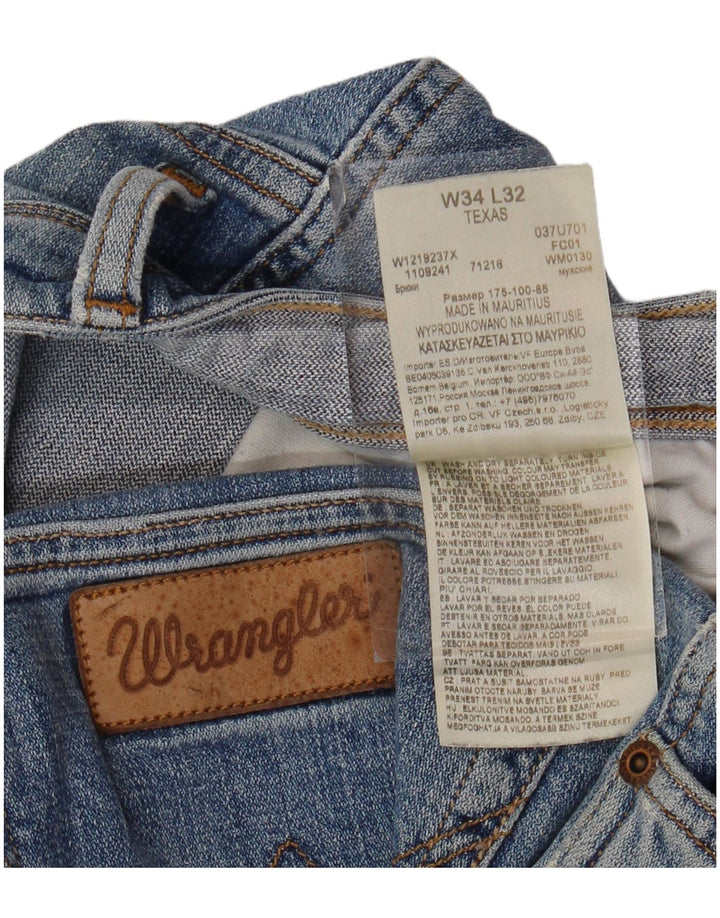 Мужские прямые джинсы WRANGLER Техас W34 L32, синий хлопок
