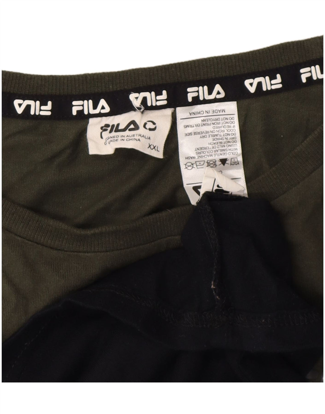 Мужская футболка Fila Top 2XL, черная, хлопок с цветными блоками