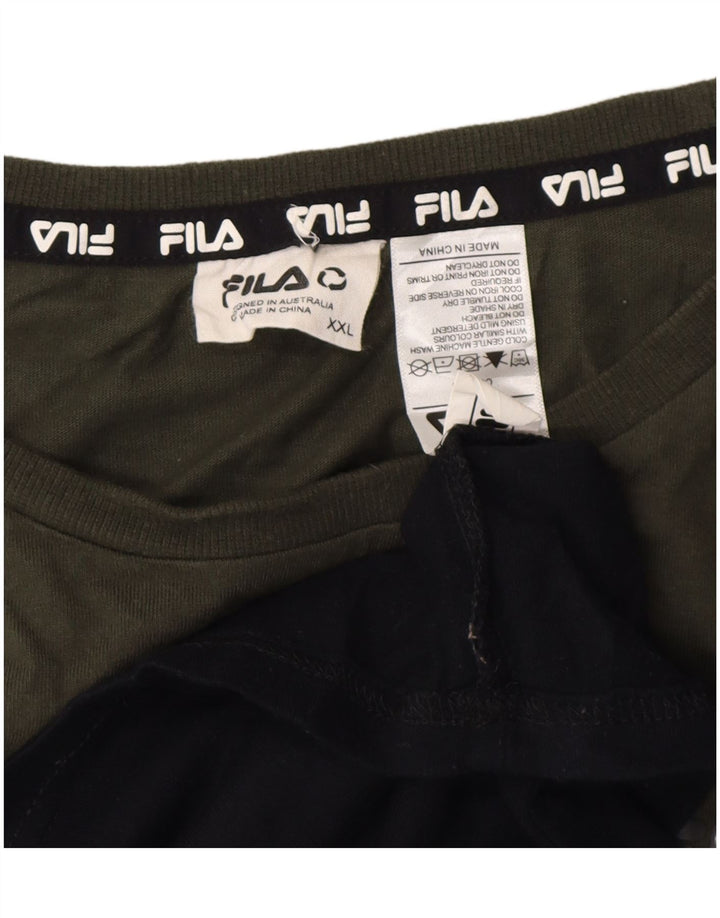 Мужская футболка Fila Top 2XL, черная, хлопок с цветными блоками