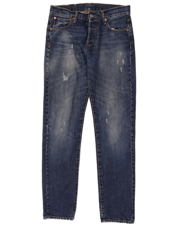 Прямые джинсы Levi's Boys 501 с потертостями, 15–16 лет W30 L32, синий хлопок