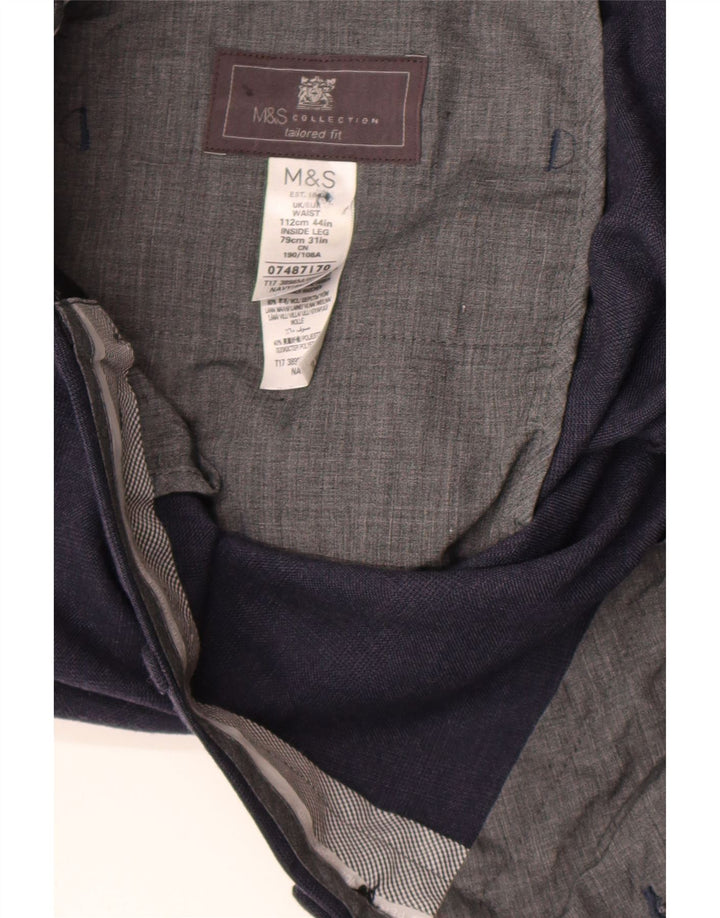 Мужские костюмные брюки классического кроя Marks & Spencer W44 L31 темно-синие шерстяные