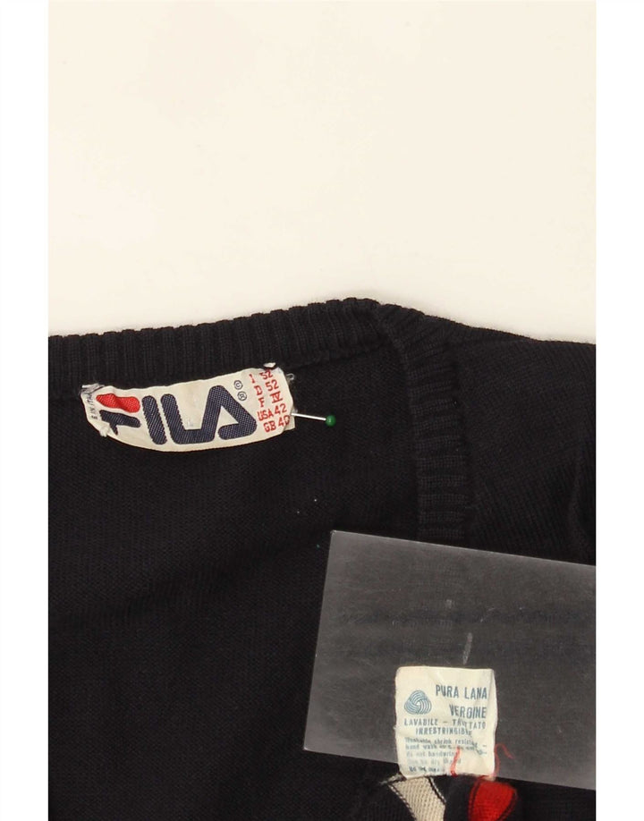 Мужская майка Fila Vest UK 40, средний темно-синий в полоску, шерсть