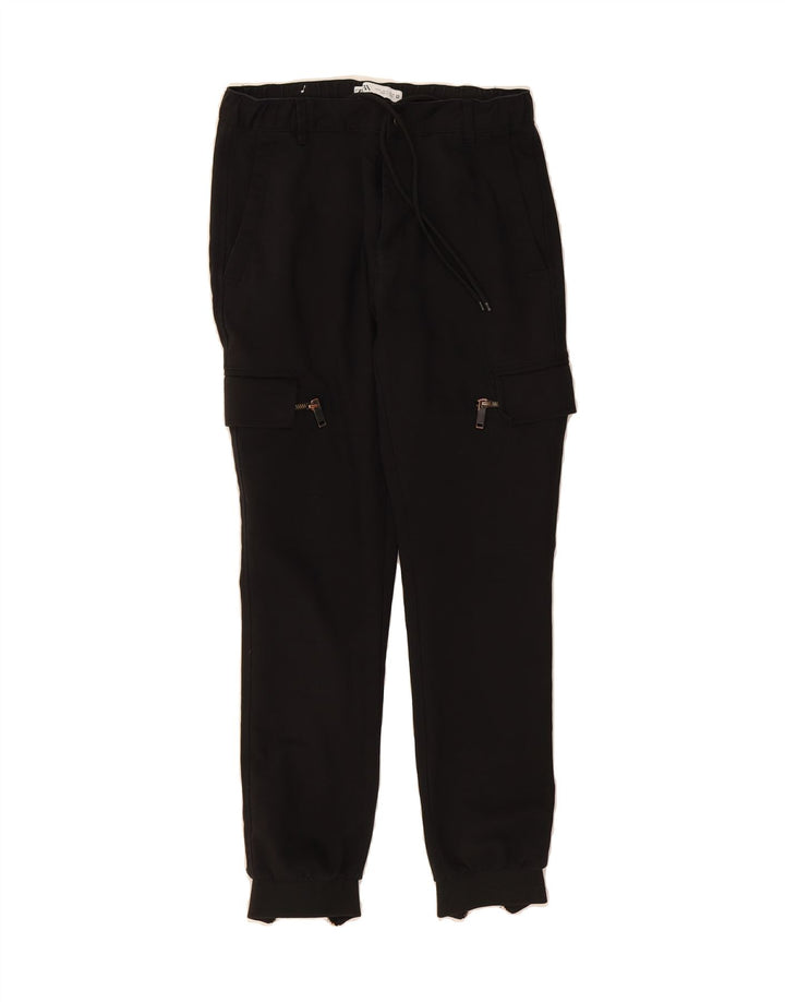 ZARA Mens Joggers Cargo Trousers Small W30 L28 Black Vintage Zara and Second-Hand Zara from Messina Hembry 