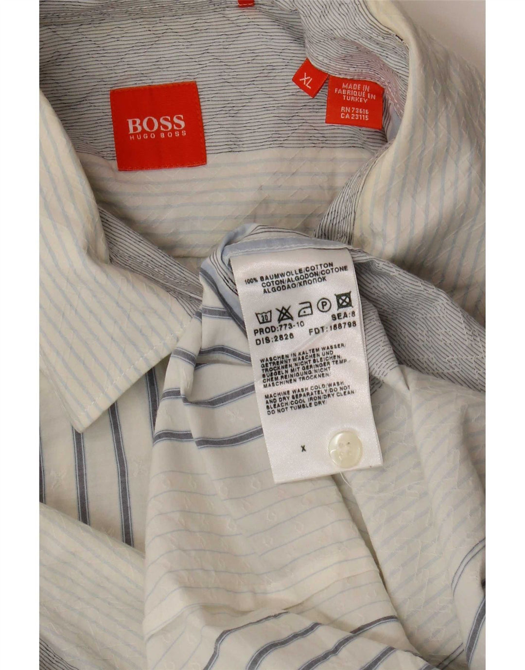 Мужская рубашка Hugo Boss XL из хлопка в синюю полоску