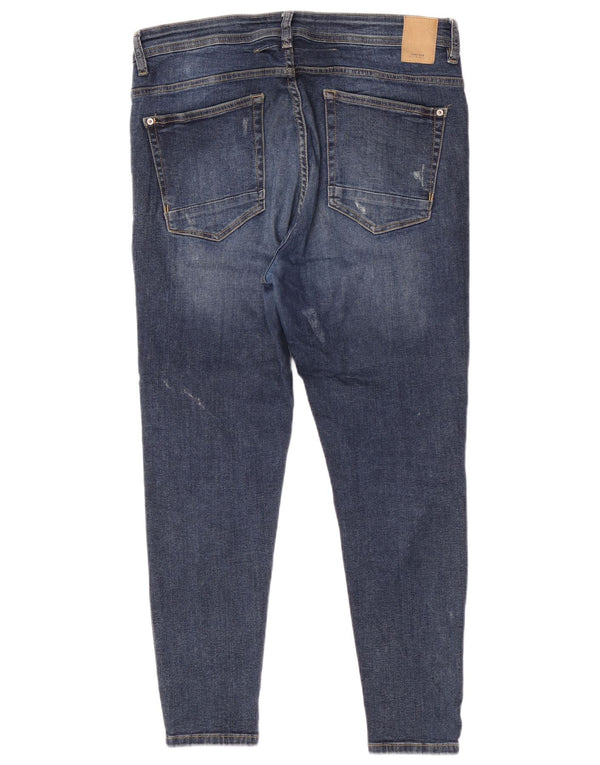 Мужские укороченные джинсы скинни Zara EU 44, большие W34 L26, синий хлопок