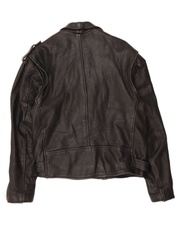 AMI Mens Leather Biker Jacket UK 48 4XL Black