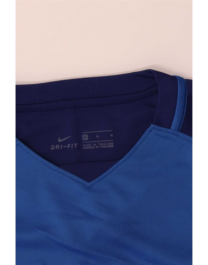 Мужской топ с графикой Nike Dri Fit с длинным рукавом, средний синий, полиэстер с цветными блоками