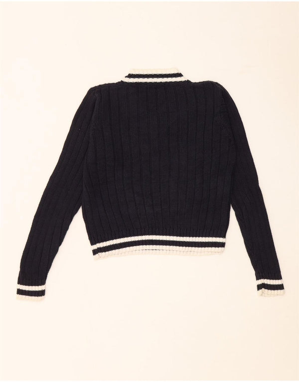 Женский укороченный джемпер с v-образным вырезом HARDY CROBB'S UK 10, маленький темно-синий