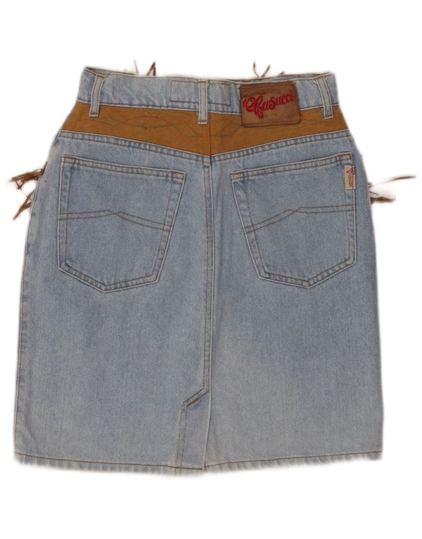 CASUCCI Женская джинсовая юбка с высокой талией IT 44 Medium W24 Синяя цветных блоков