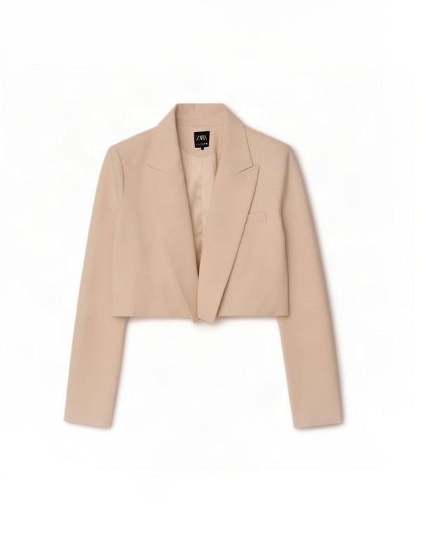 Женское открытое болеро Zara UK 16, большой размер, белый полиэстер