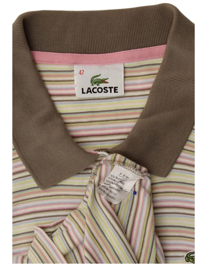 Женская рубашка поло Lacoste IT 42, хлопок в большую разноцветную полоску