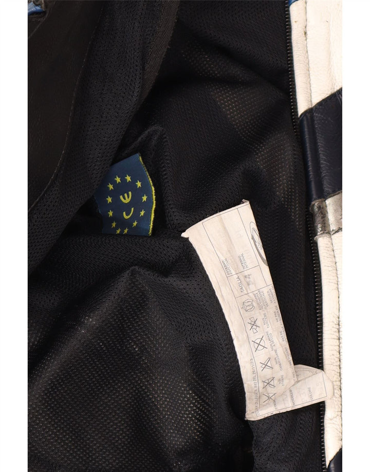 Мужская кожаная куртка-гонщик Spidi IT 54, большая черная кожа с цветными блоками