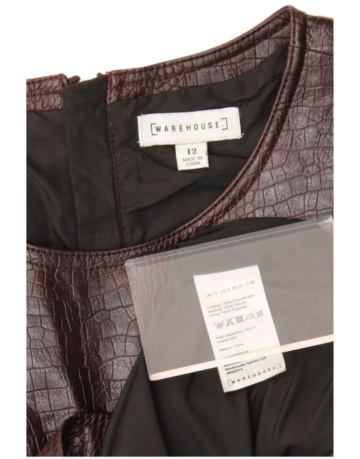 Женское платье-футляр без рукавов WAREHOUSE UK 12, средний коричневый цвет с животным принтом