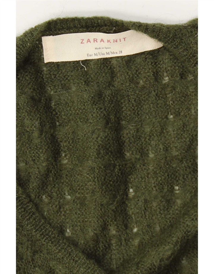 Женский свободный кардиган Zara UK 14, средний зеленый цвет