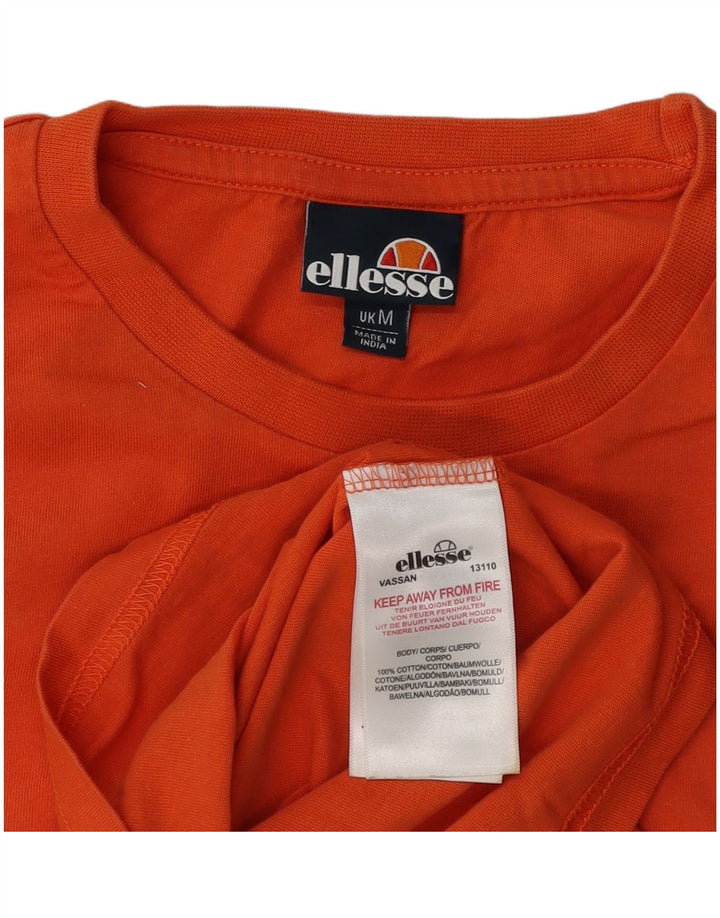 Мужская футболка Ellesse с рисунком, хлопковый топ среднего оранжевого цвета с цветными блоками