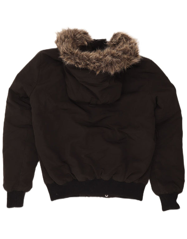 Мужская утепленная куртка с капюшоном Superdry UK 36, маленькая, черная
