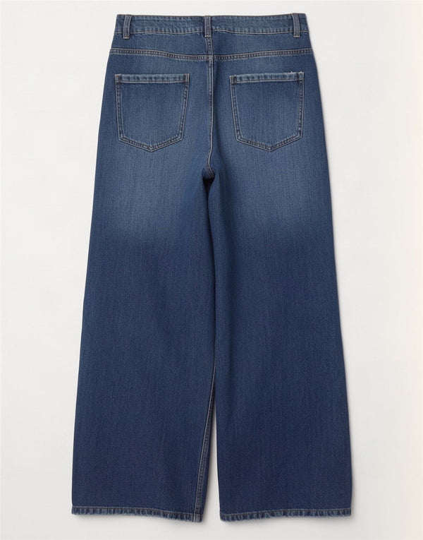 Женские широкие джинсы с высокой талией Zara EU 40, средние W30 L31, синий хлопок