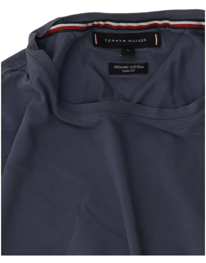 TOMMY HILFIGER Женская футболка приталенного кроя, топ UK 18 XL, синий хлопок