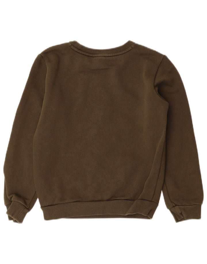 PUMA Boys Graphic Sweatshirt Jumper 9-10 Years Khaki Cotton