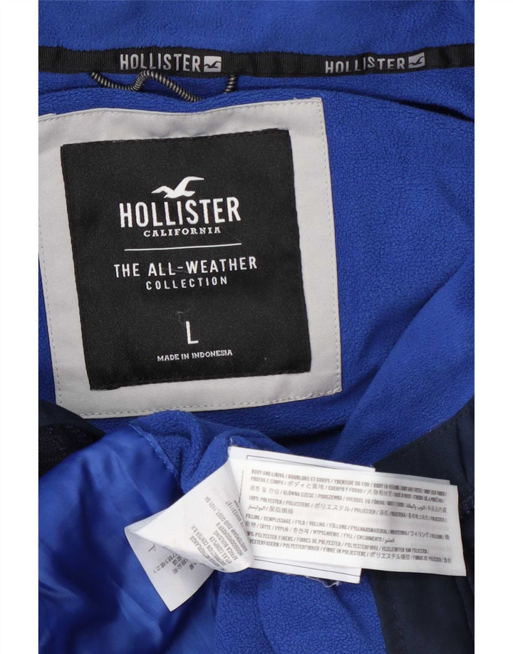 Мужская ветровка Hollister с капюшоном UK 40, большая темно-синяя полиэстер