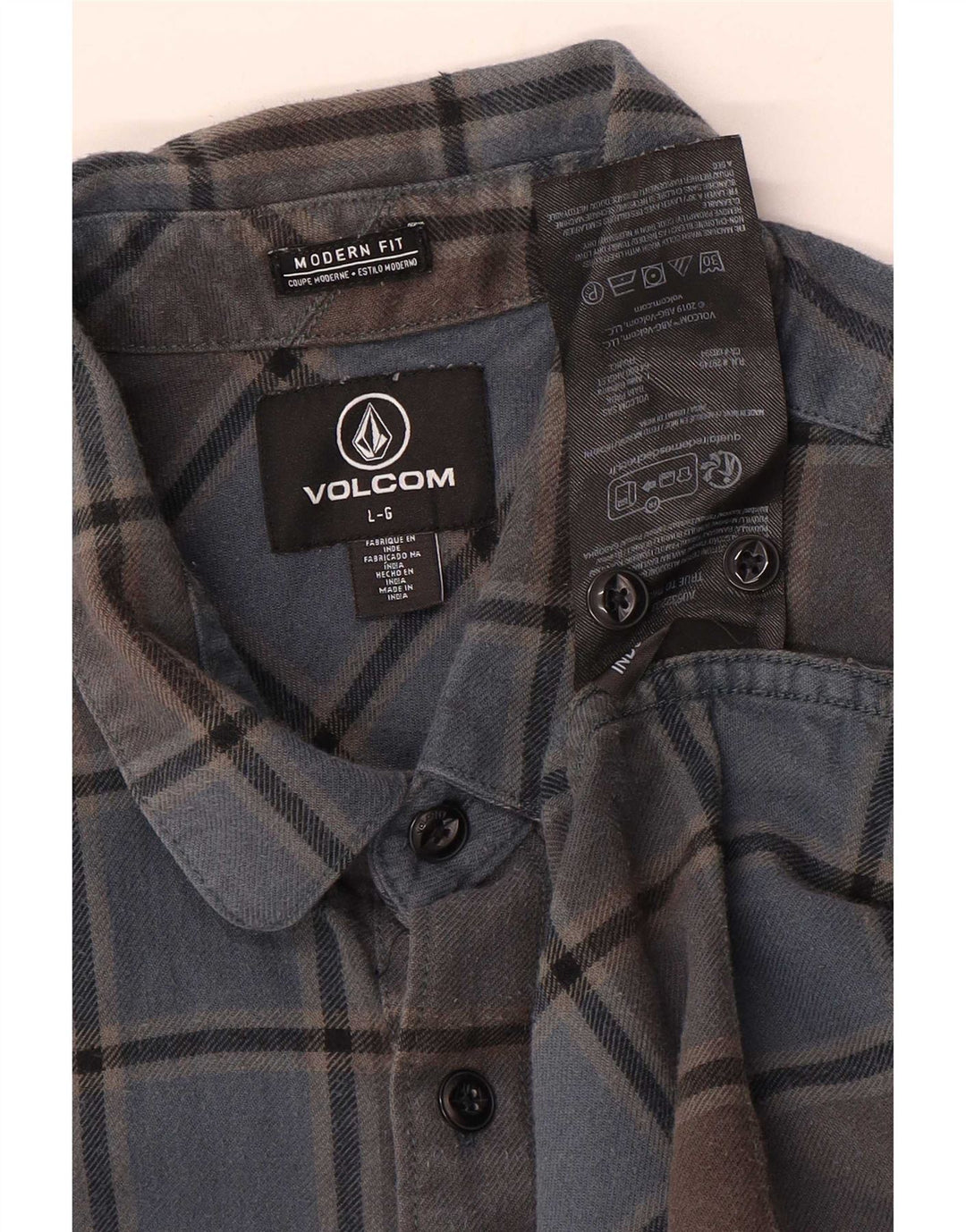 Мужская фланелевая рубашка Volcom современного кроя, большая синяя хлопковая клетка в клетку
