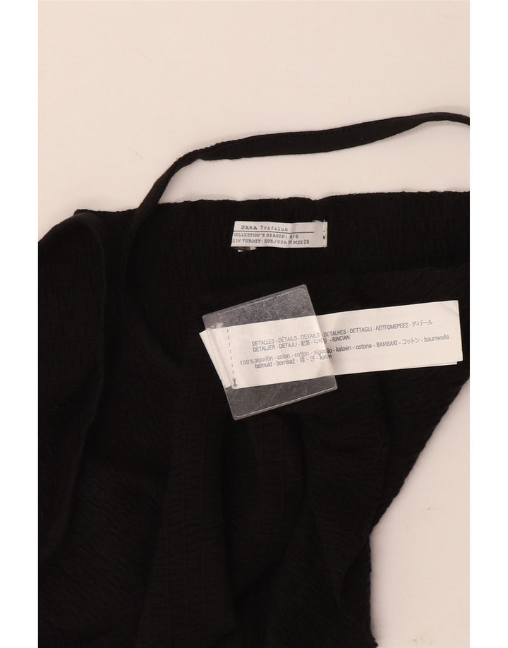 Женский укороченный топ на бретельках Zara UK 12, средний черный хлопок