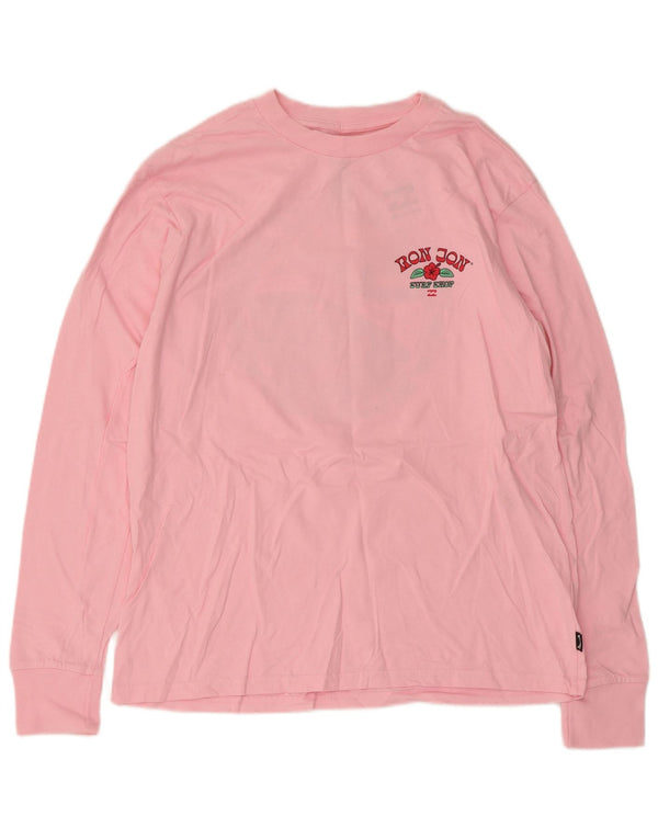 Billabong Женский топ с рисунком с длинным рукавом UK 10, маленький розовый хлопок