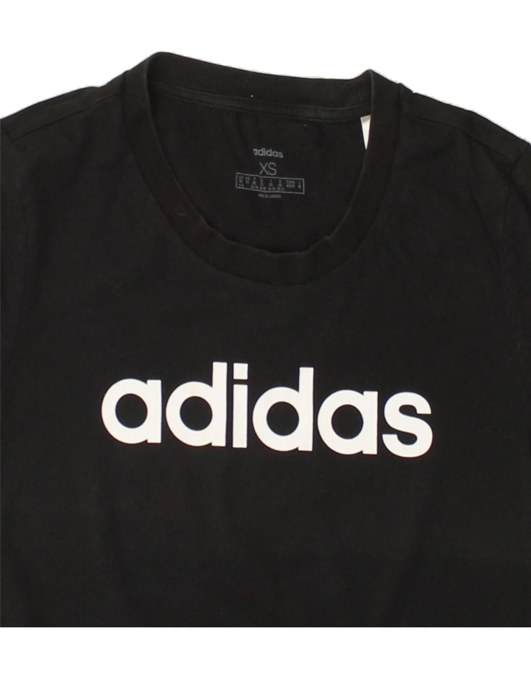 ADIDAS Womens Graphic T-Shirt Top UK 4 XS Black Cotton | Vintage Adidas | Thrift | Second-Hand Adidas | Used Clothing | Messina Hembry 