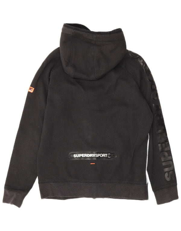 Женский свитер с капюшоном на молнии с графическим рисунком Superdry UK 14, средний черный хлопок