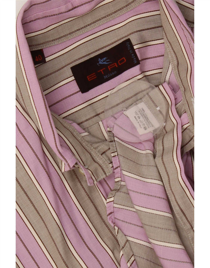 Мужская рубашка Etro, размер 40, хлопковая серая полоска среднего размера